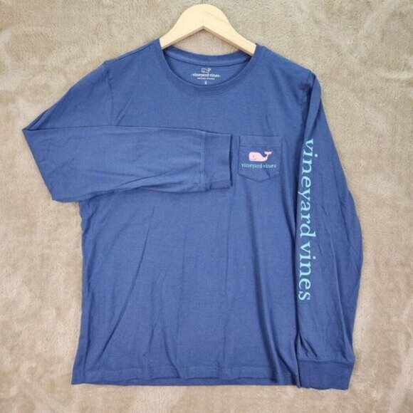Vineyard Vines T-Shirt Golf Cart Long Sleeve Pocket Tee Double Sided Unisex Sz S - Picture 1 of 10